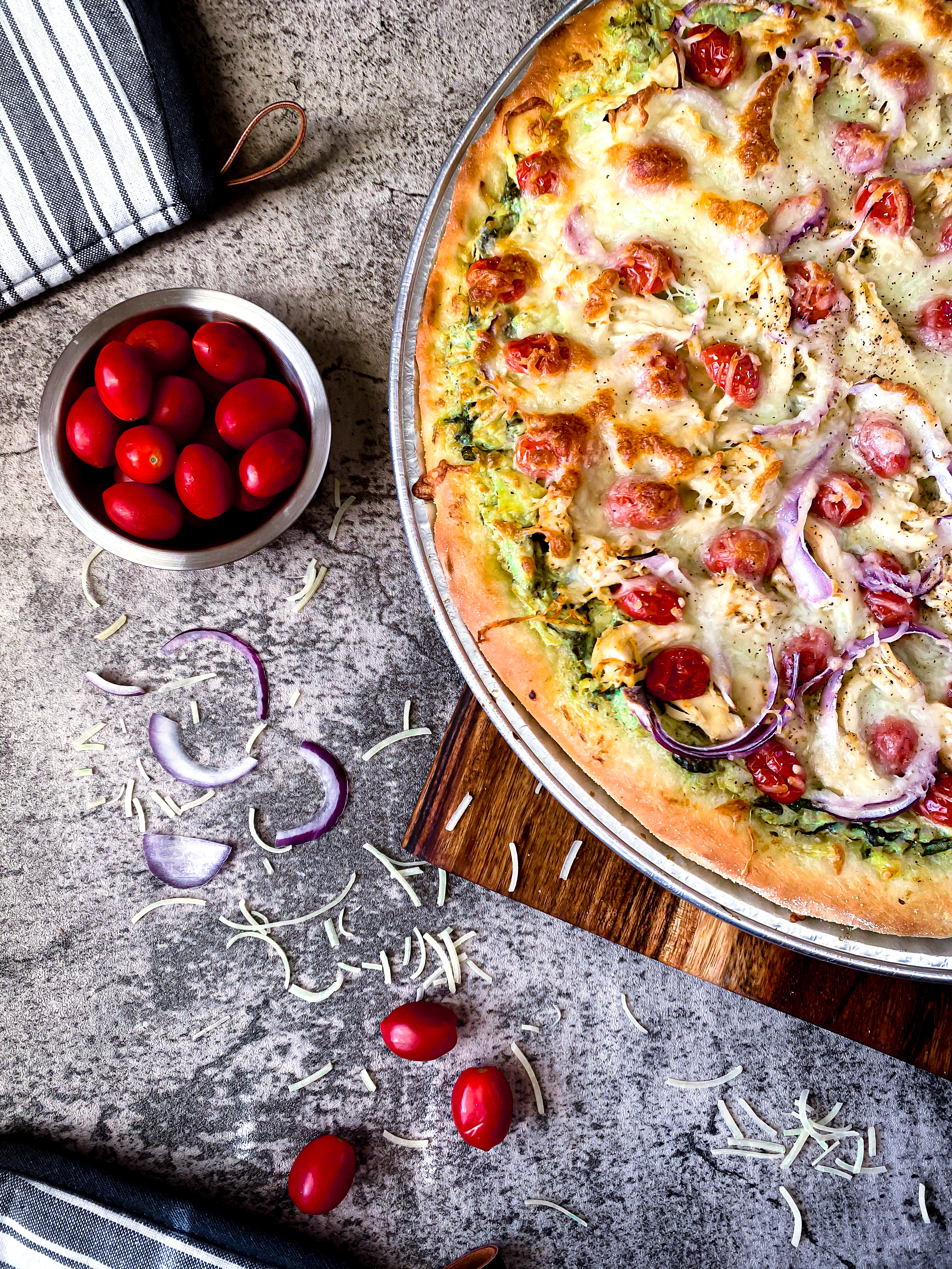 Spinach Artichoke Chicken Pizza