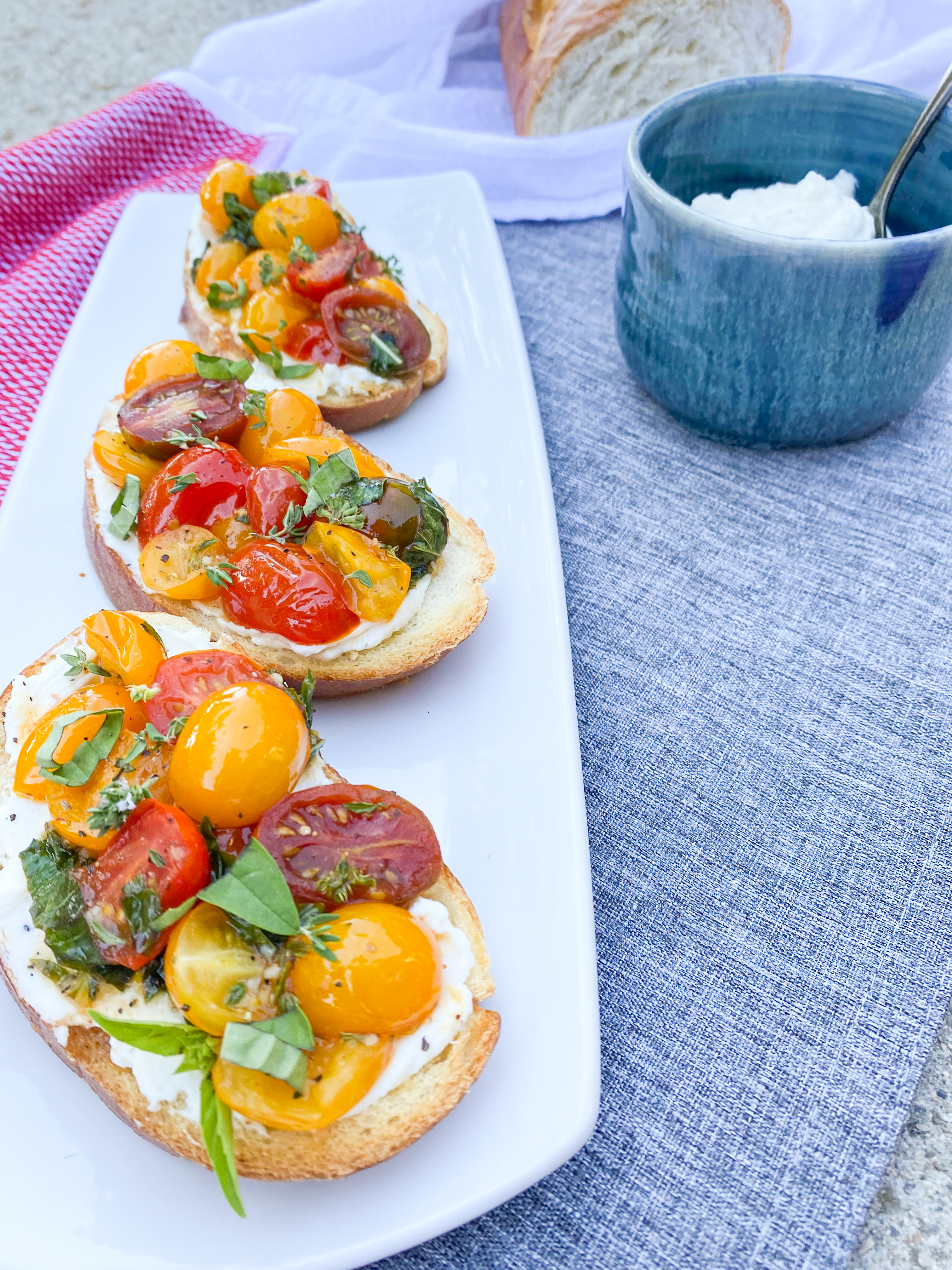 Warm Bruschetta With White Balsamic and Whipped Feta